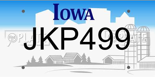 JKP499 Iowa License Plate