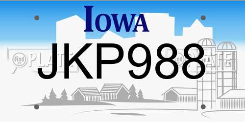 JKP988 Iowa License Plate