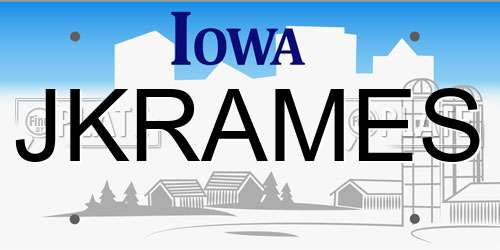 JKRAMES Iowa License Plate