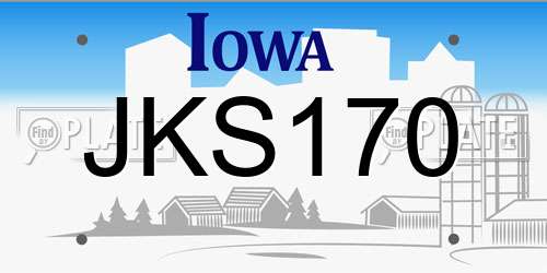 JKS170 Iowa License Plate