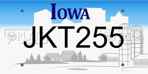 JKT255 Iowa License Plate