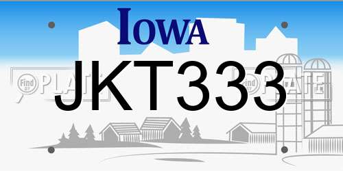 JKT333 Iowa License Plate