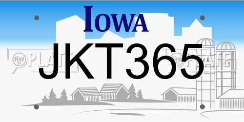 JKT365 Iowa License Plate
