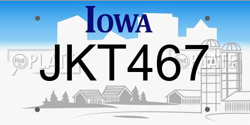 JKT467 Iowa License Plate
