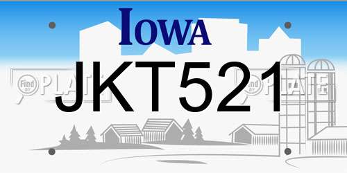 JKT521 Iowa License Plate