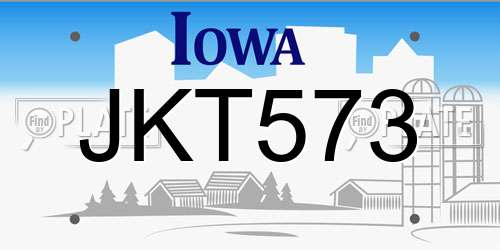 JKT573 Iowa License Plate