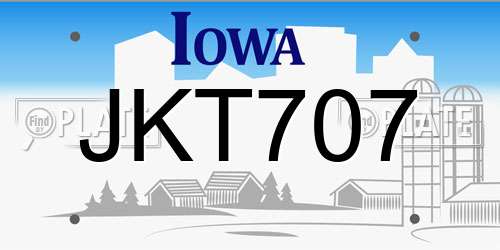 JKT707 Iowa License Plate