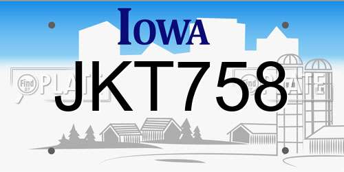 JKT758 Iowa License Plate