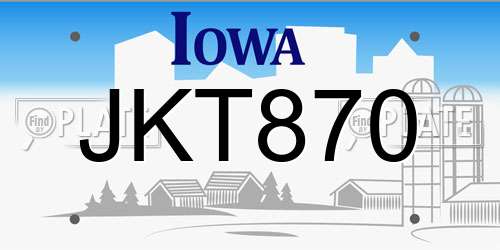 JKT870 Iowa License Plate