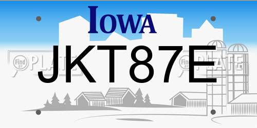 JKT87E Iowa License Plate