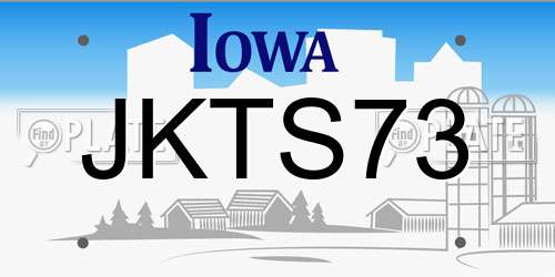 JKTS73 Iowa License Plate
