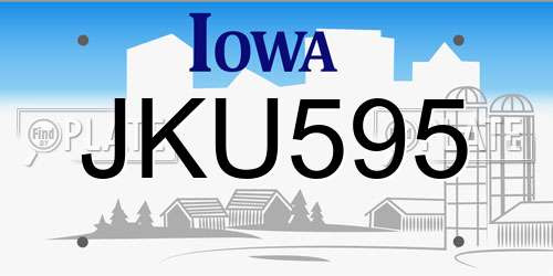 JKU595 Iowa License Plate
