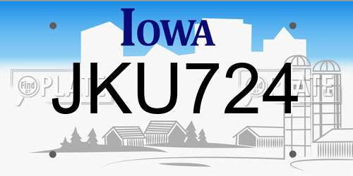 JKU724 Iowa License Plate