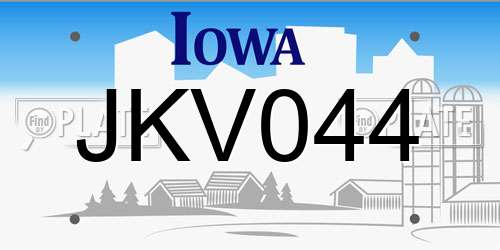 JKV044 Iowa License Plate
