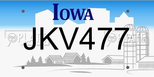 JKV477 Iowa License Plate