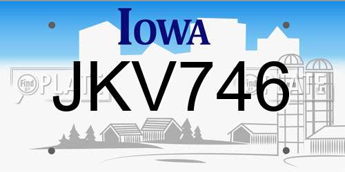 JKV746 Iowa License Plate