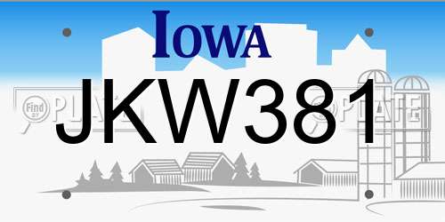 JKW381 Iowa License Plate