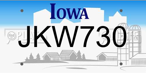 JKW730 Iowa License Plate