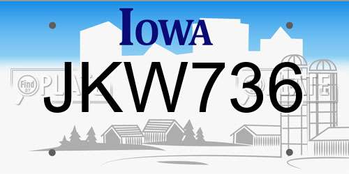 JKW736 Iowa License Plate