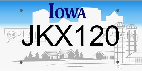 JKX120 Iowa License Plate