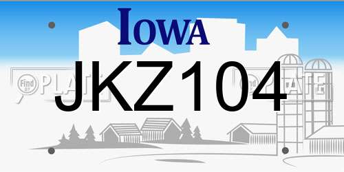 JKZ104 Iowa License Plate