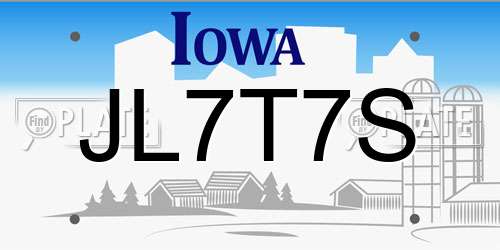 JL7T7S Iowa License Plate