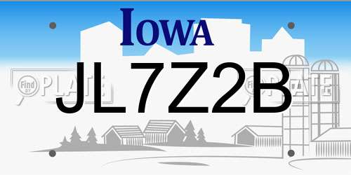 JL7Z2B Iowa License Plate