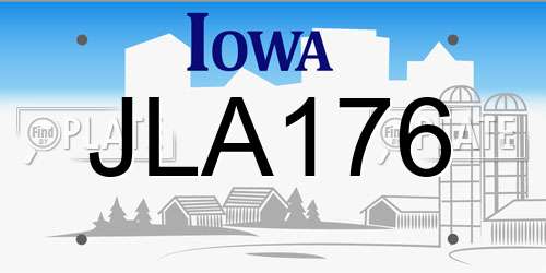 JLA176 Iowa License Plate