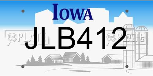 JLB412 Iowa License Plate