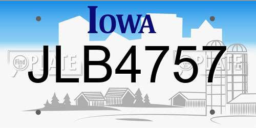 JLB4757 Iowa License Plate