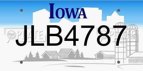 JLB4787 Iowa License Plate