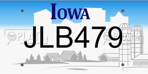 JLB479 Iowa License Plate