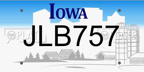 JLB757 Iowa License Plate