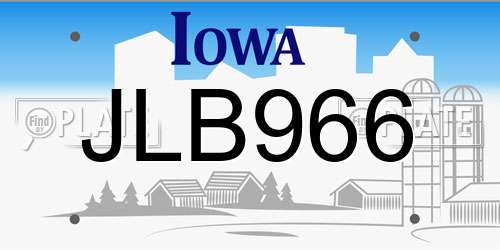 JLB966 Iowa License Plate
