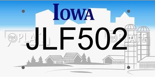 JLF502 Iowa License Plate