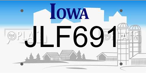 JLF691 Iowa License Plate