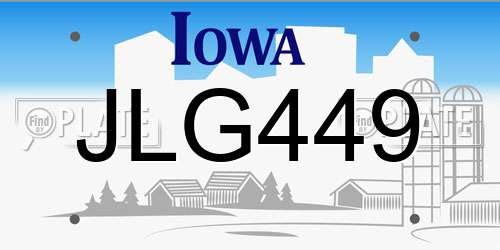 JLG449 Iowa License Plate