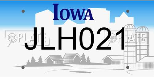 JLH021 Iowa License Plate