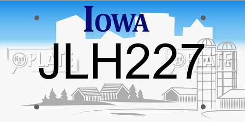 JLH227 Iowa License Plate