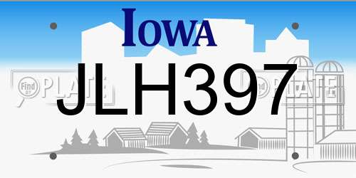 JLH397 Iowa License Plate