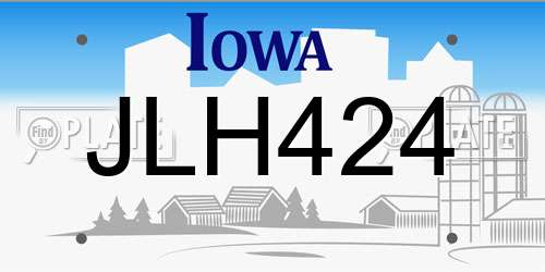 JLH424 Iowa License Plate