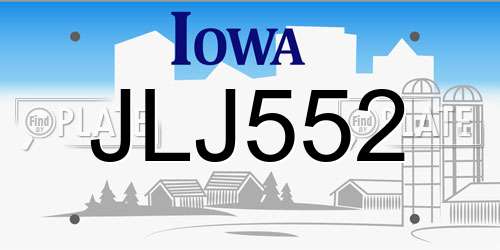 JLJ552 Iowa License Plate