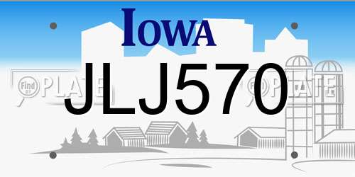 JLJ570 Iowa License Plate