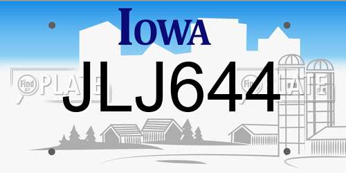 JLJ644 Iowa License Plate