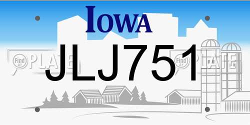 JLJ751 Iowa License Plate