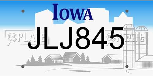 JLJ845 Iowa License Plate