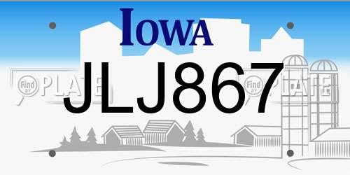 JLJ867 Iowa License Plate