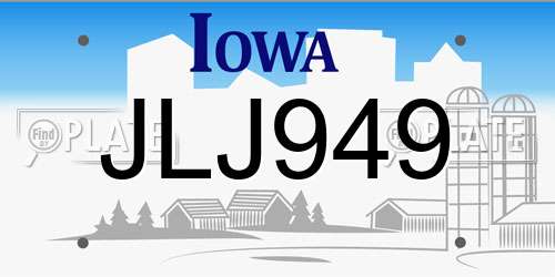 JLJ949 Iowa License Plate
