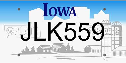 JLK559 Iowa License Plate