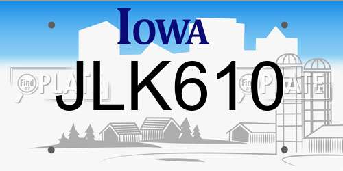 JLK610 Iowa License Plate